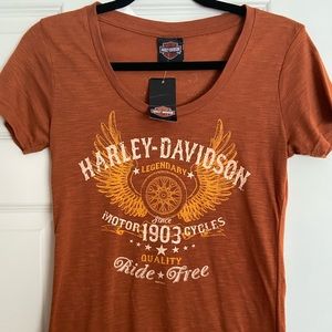 New Harley Davidson Tee Burnt Orange size S